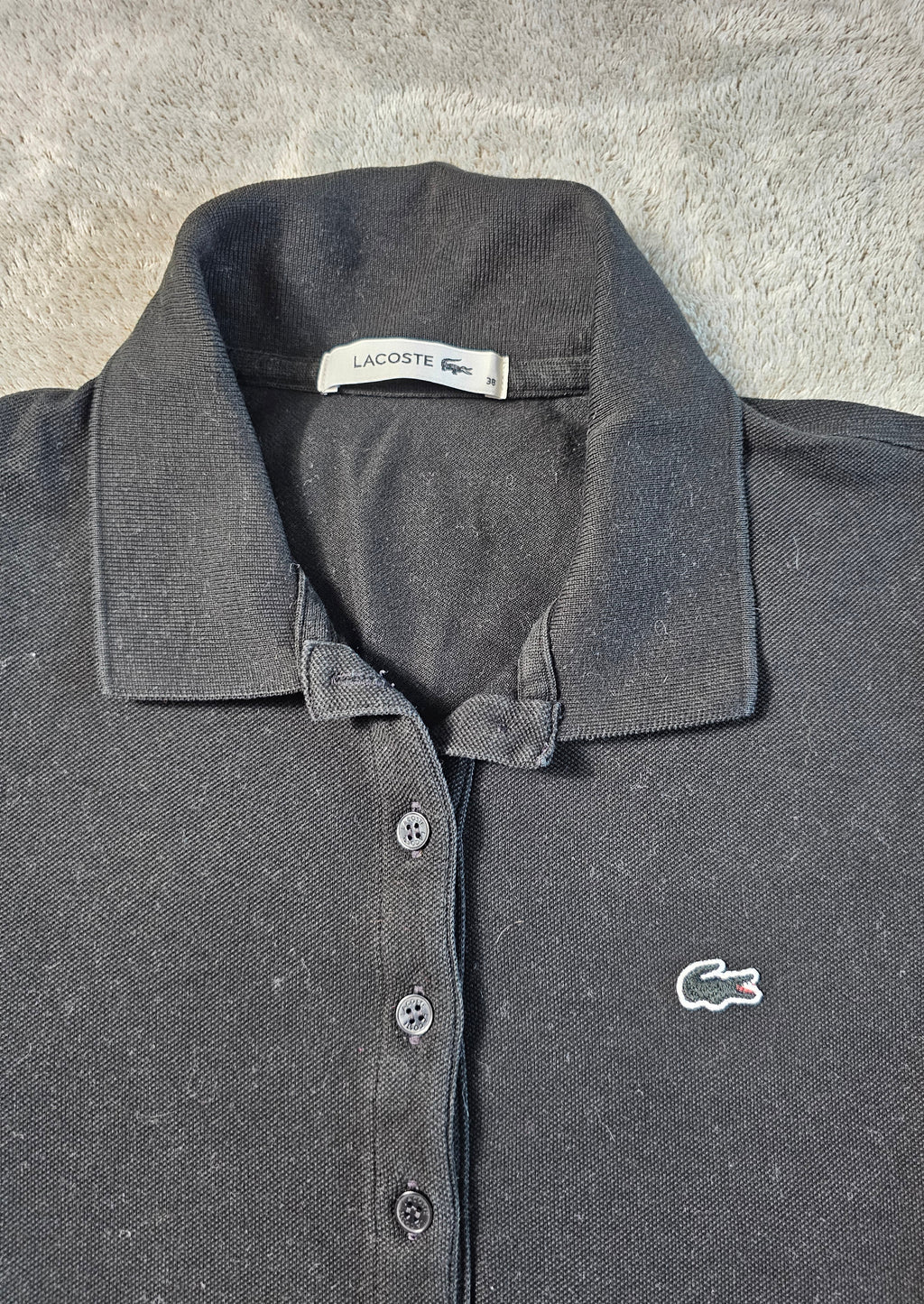 Polo Femme Manches Longues Stretch Noir – LACOSTE | Taille 38