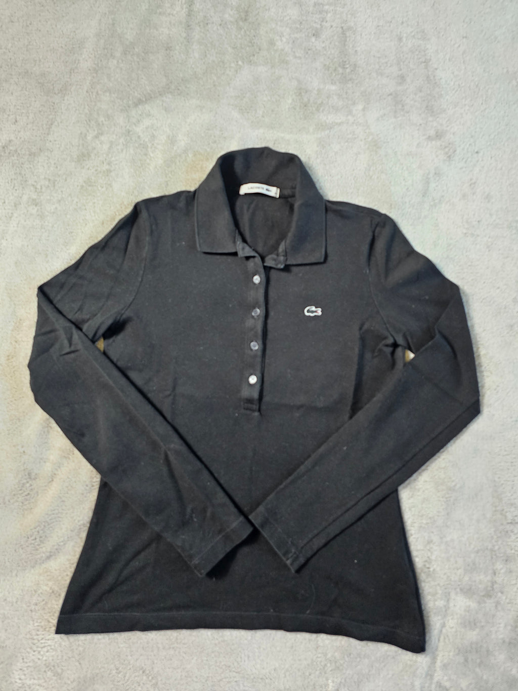 Polo Femme Manches Longues Stretch Noir – LACOSTE | Taille 38