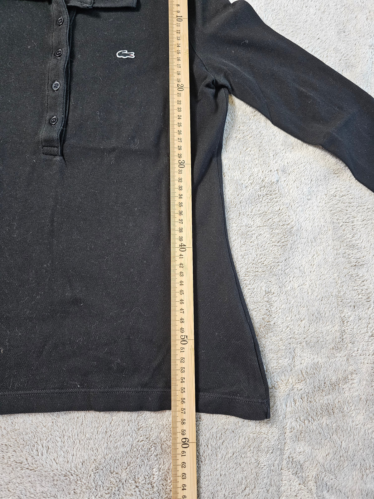 Polo Femme Manches Longues Stretch Noir – LACOSTE | Taille 38