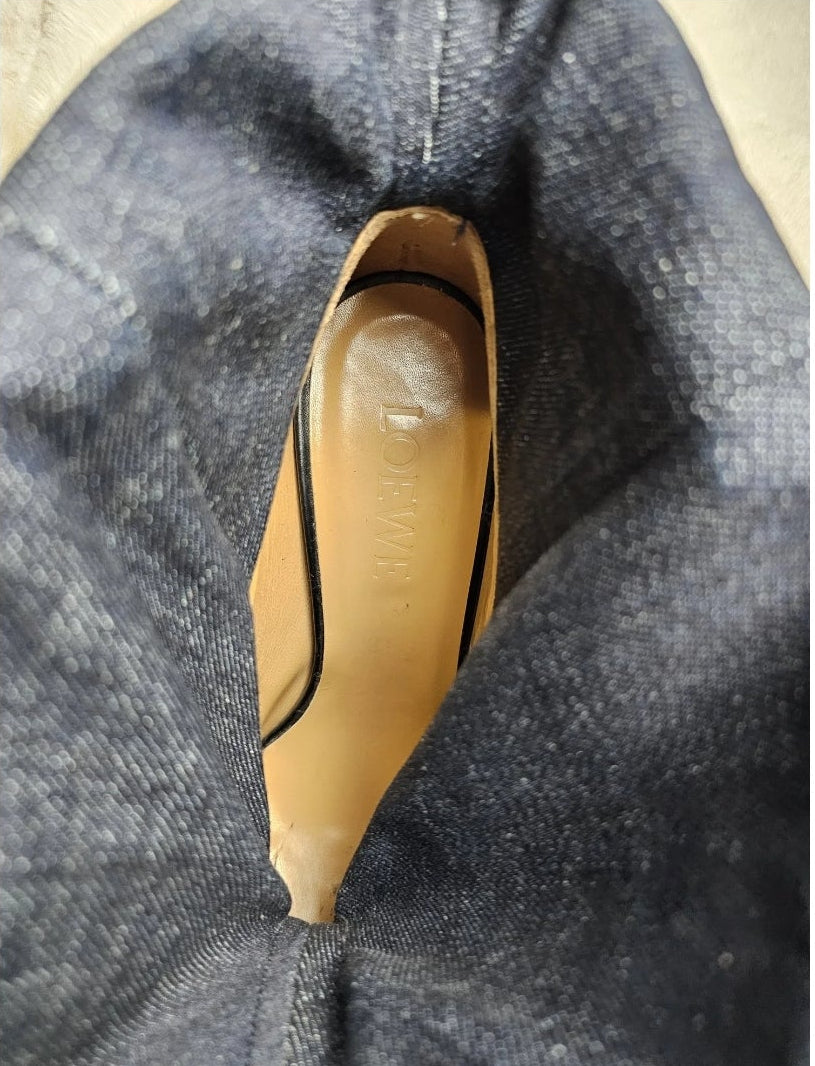 Bottes Oversize Trompe-l'Œil Denim & Cuir – LOEWE | Taille 37