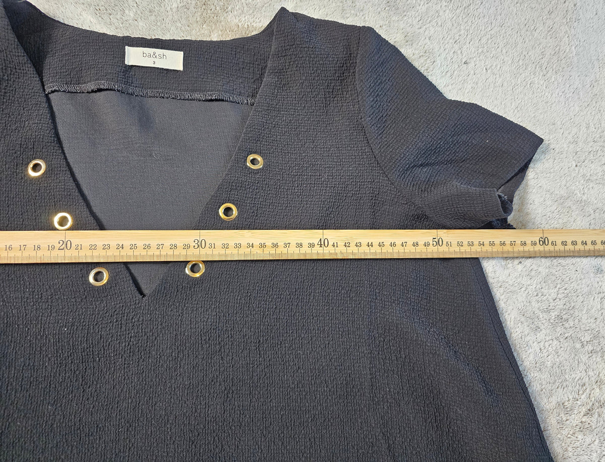 Blouse Noire Texturée à Œillets Dorés "CHESTERFIELD" – BA&SH | Taille 3 / L