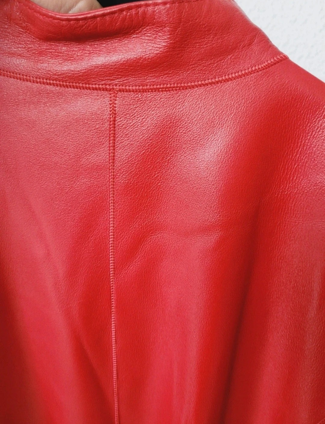 Veste Manteau en Cuir de Chèvre Rouge Réversible Léopard – AKHESA France | Taille L
