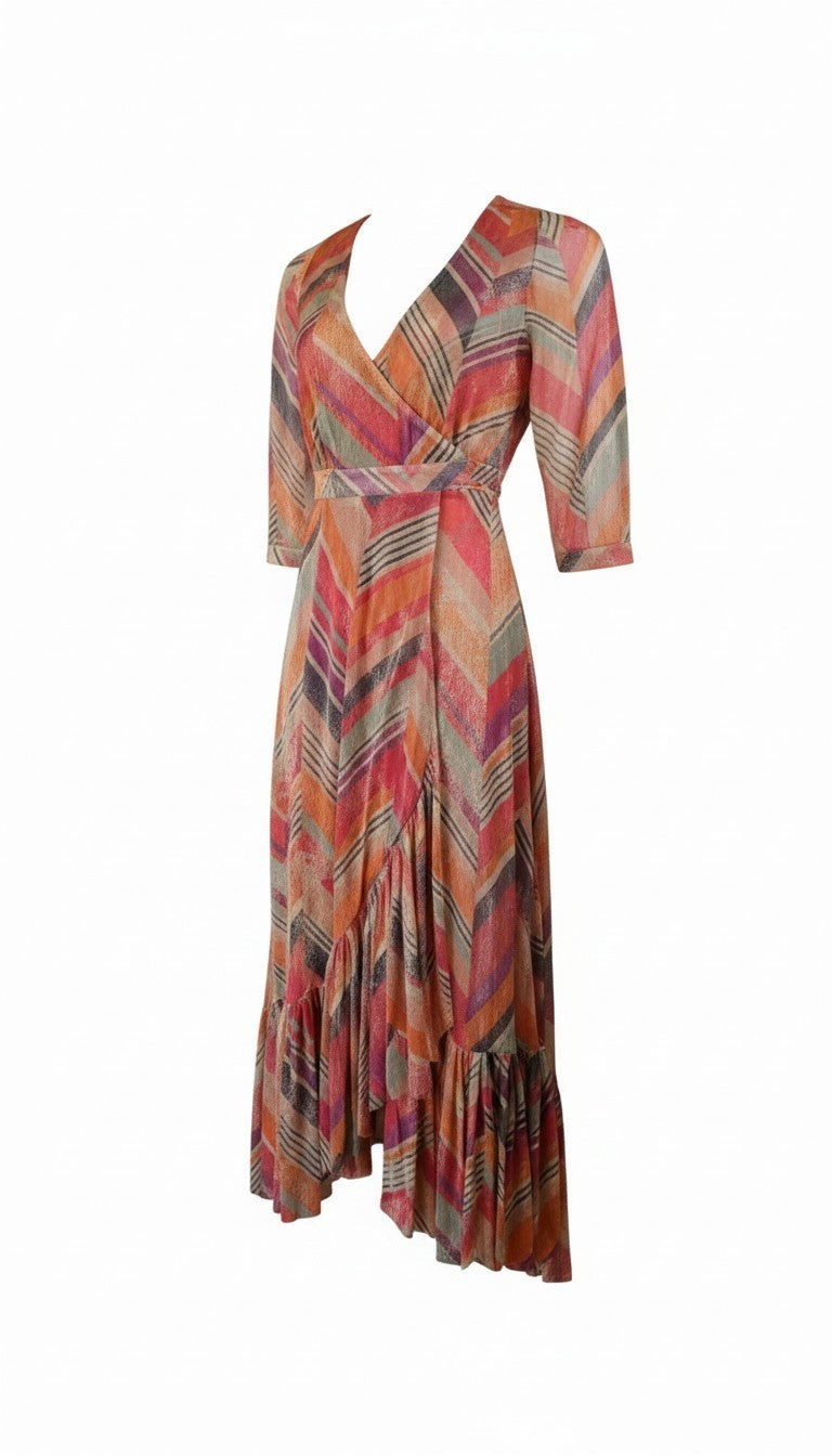Robe Longue Lurex Lurex & Imprimé Graphique – BA&SH (Modèle PIPA) | Taille 1 / S