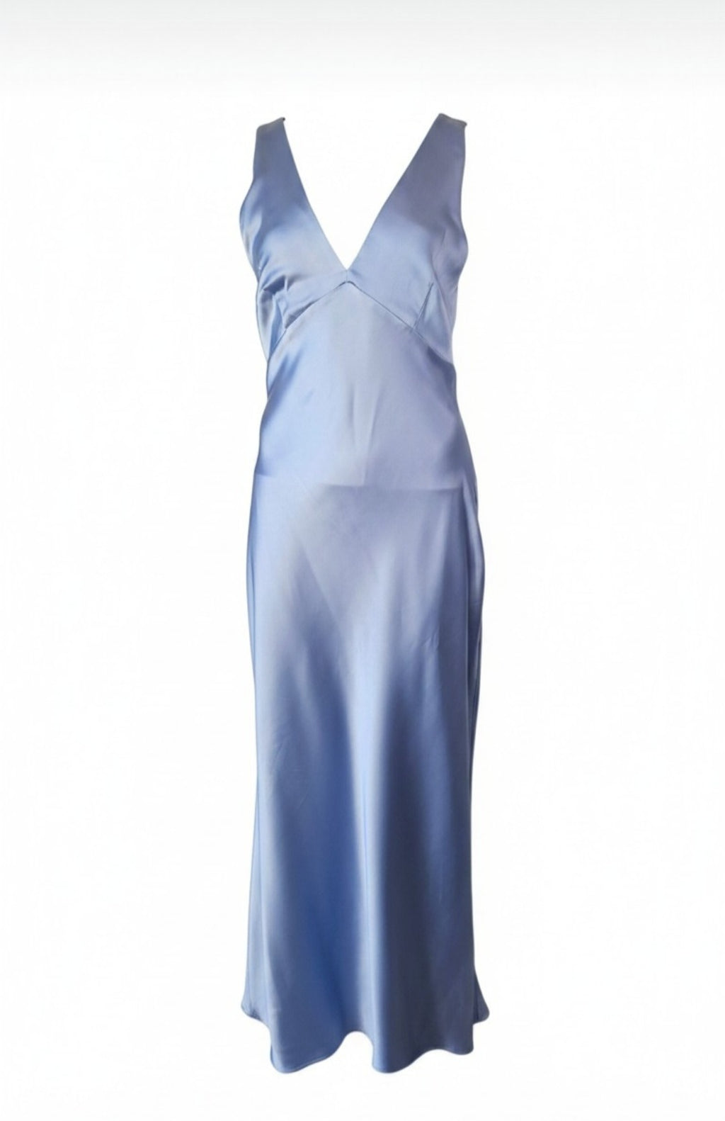 Robe longue bleu horizon satiné dos nu croisé - Marque Zara - Taille 42 FR