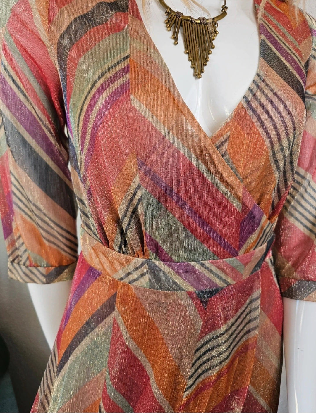 Robe Longue Lurex Lurex & Imprimé Graphique – BA&SH (Modèle PIPA) | Taille 1 / S