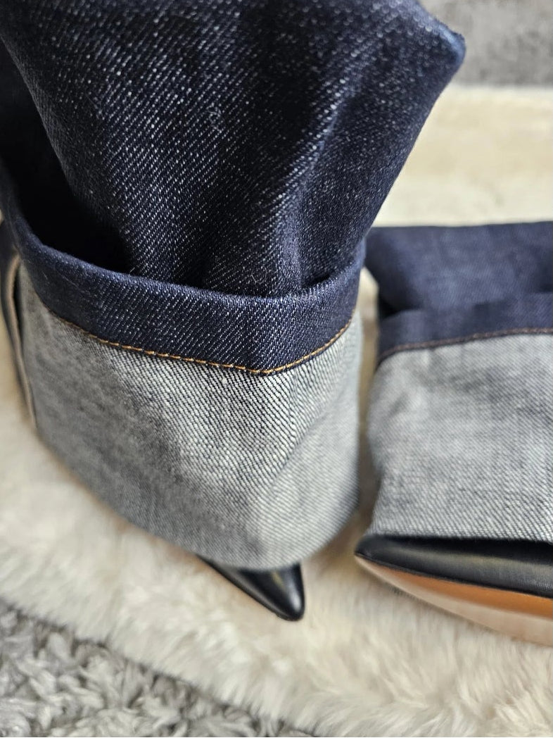 Bottes Oversize Trompe-l'Œil Denim & Cuir – LOEWE | Taille 37