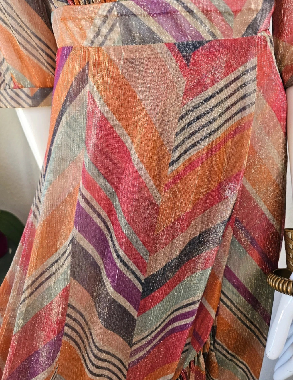 Robe Longue Lurex Lurex & Imprimé Graphique – BA&SH (Modèle PIPA) | Taille 1 / S