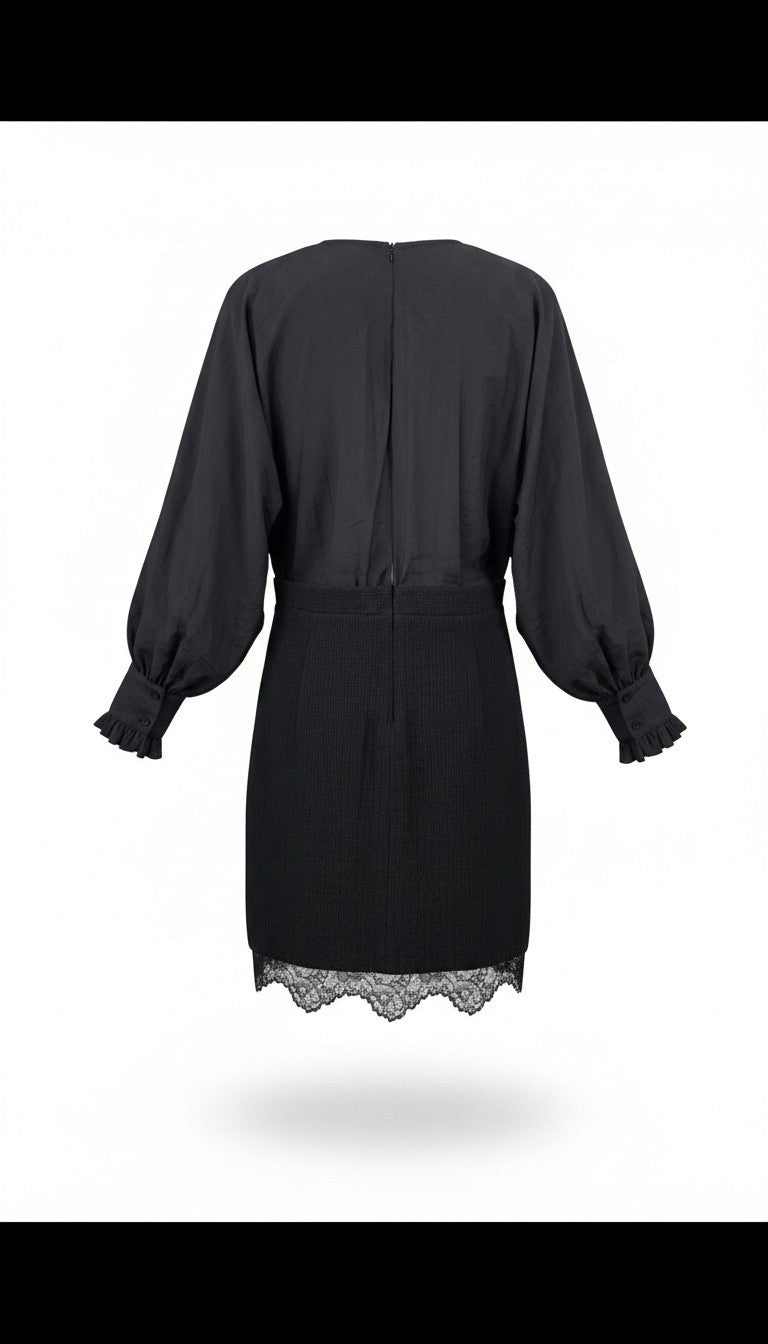 Robe Courte Bimatière Effet Deux Pièces & Dentelle – SEE YOU SOON | Taille L