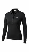 Polo Femme Manches Longues Stretch Noir – LACOSTE | Taille 38