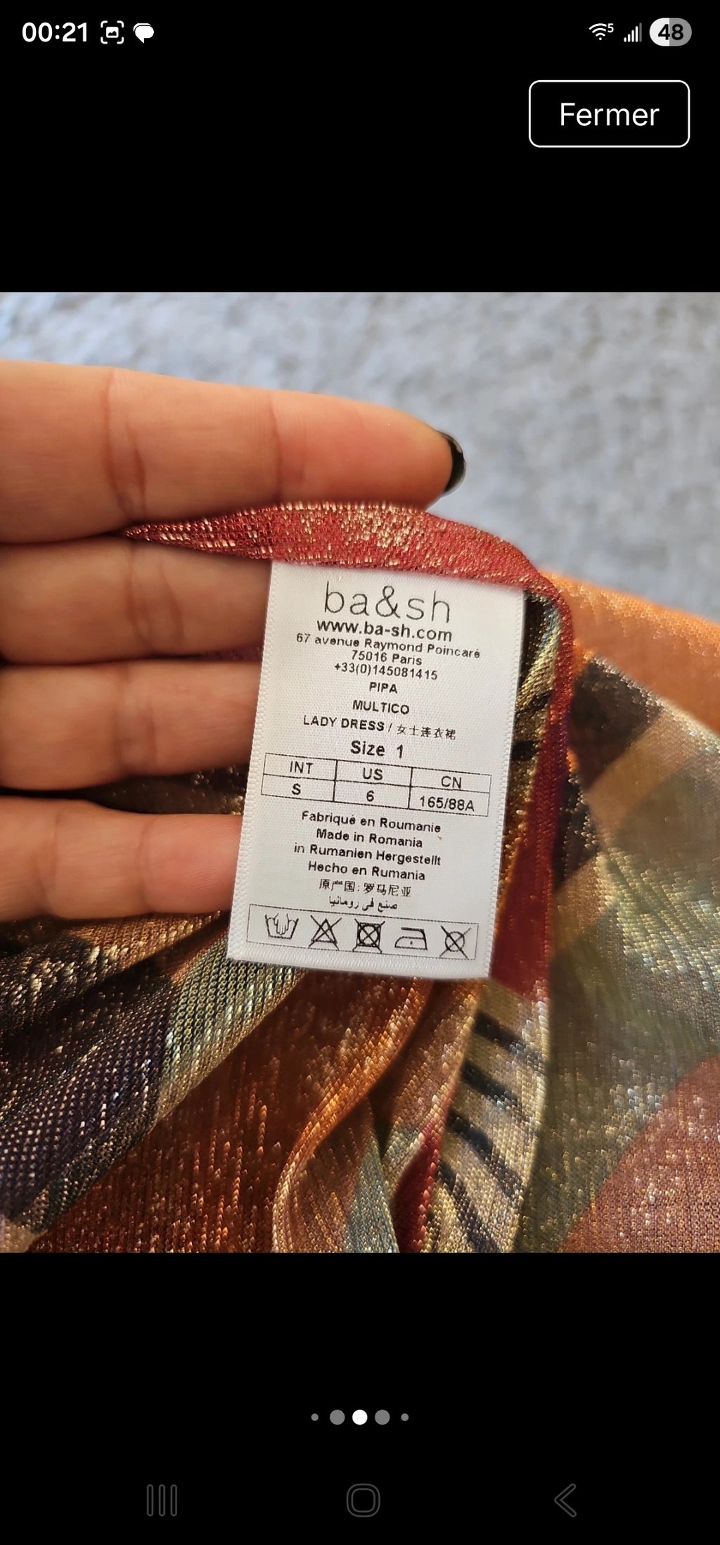 Robe Longue Lurex Lurex & Imprimé Graphique – BA&SH (Modèle PIPA) | Taille 1 / S