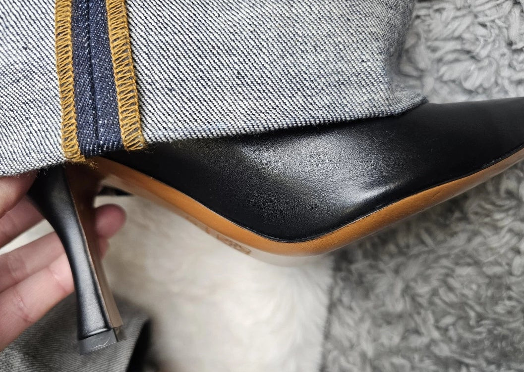 Bottes Oversize Trompe-l'Œil Denim & Cuir – LOEWE | Taille 37