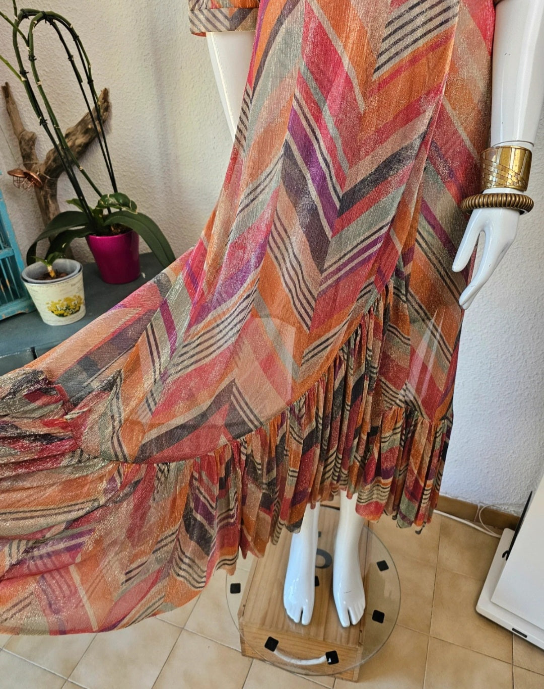 Robe Longue Lurex Lurex & Imprimé Graphique – BA&SH (Modèle PIPA) | Taille 1 / S